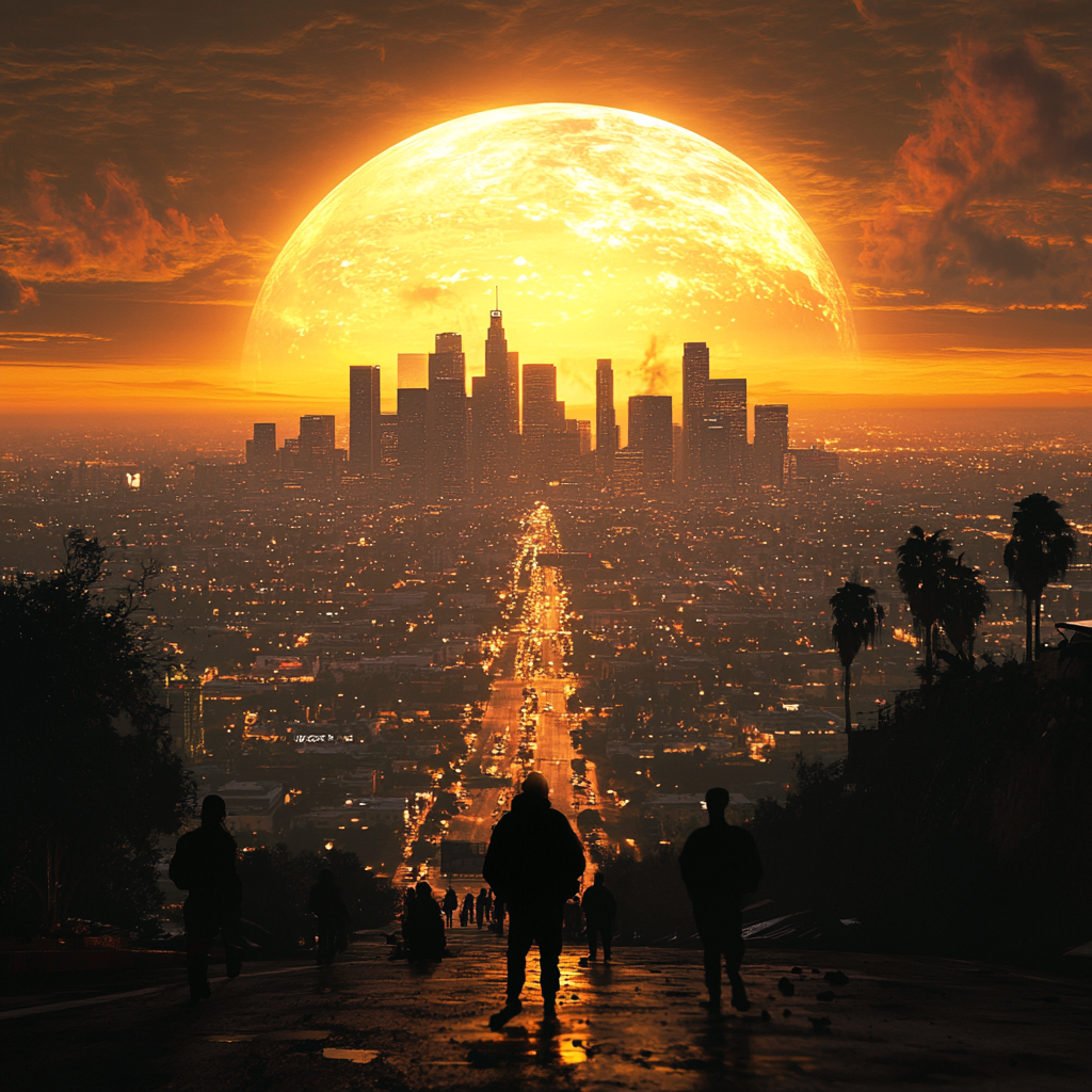 Los Angeles city sun view