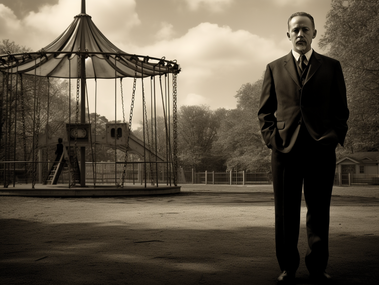 Middle-aged man in empty playground