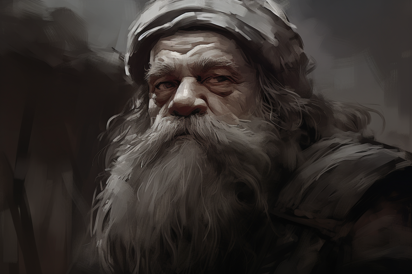 Value study sketch of LOTR-style dwarf