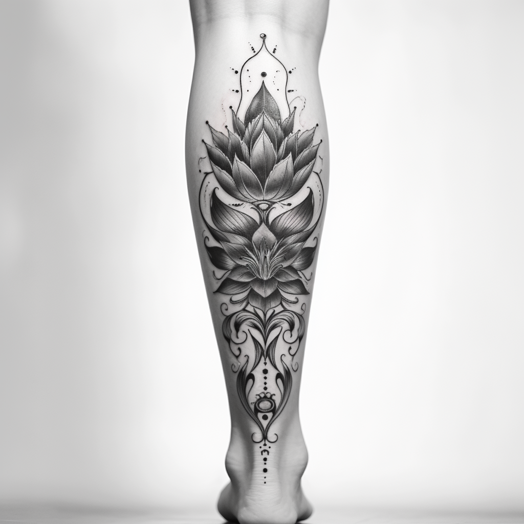 Lotus design tattoo with intricate details