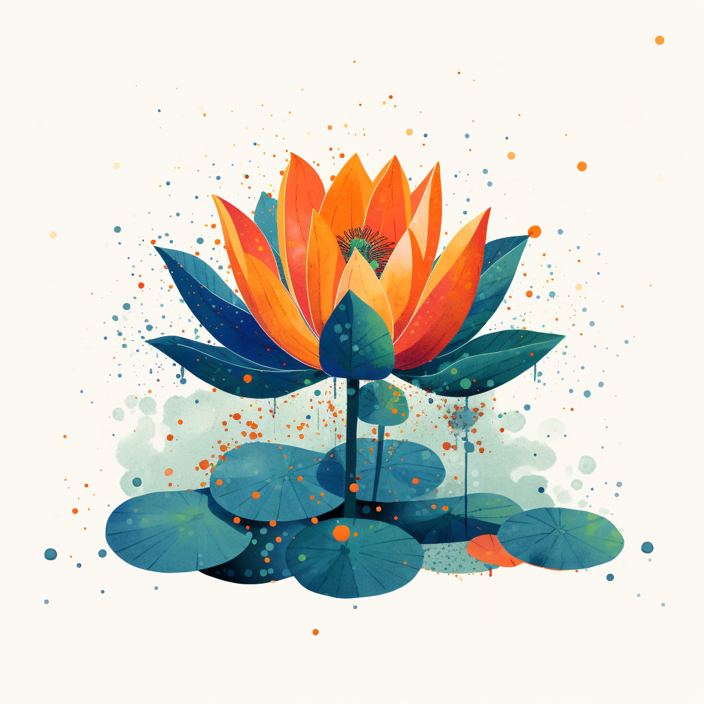 Lotus Flower Art Icon in Bright Colors