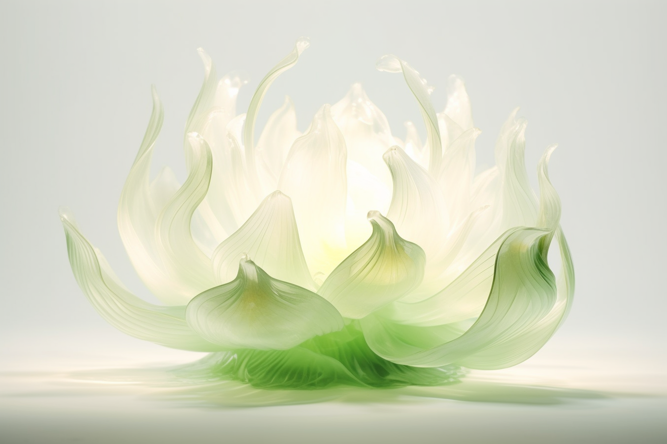 Transparent lotus leaves glowing softly