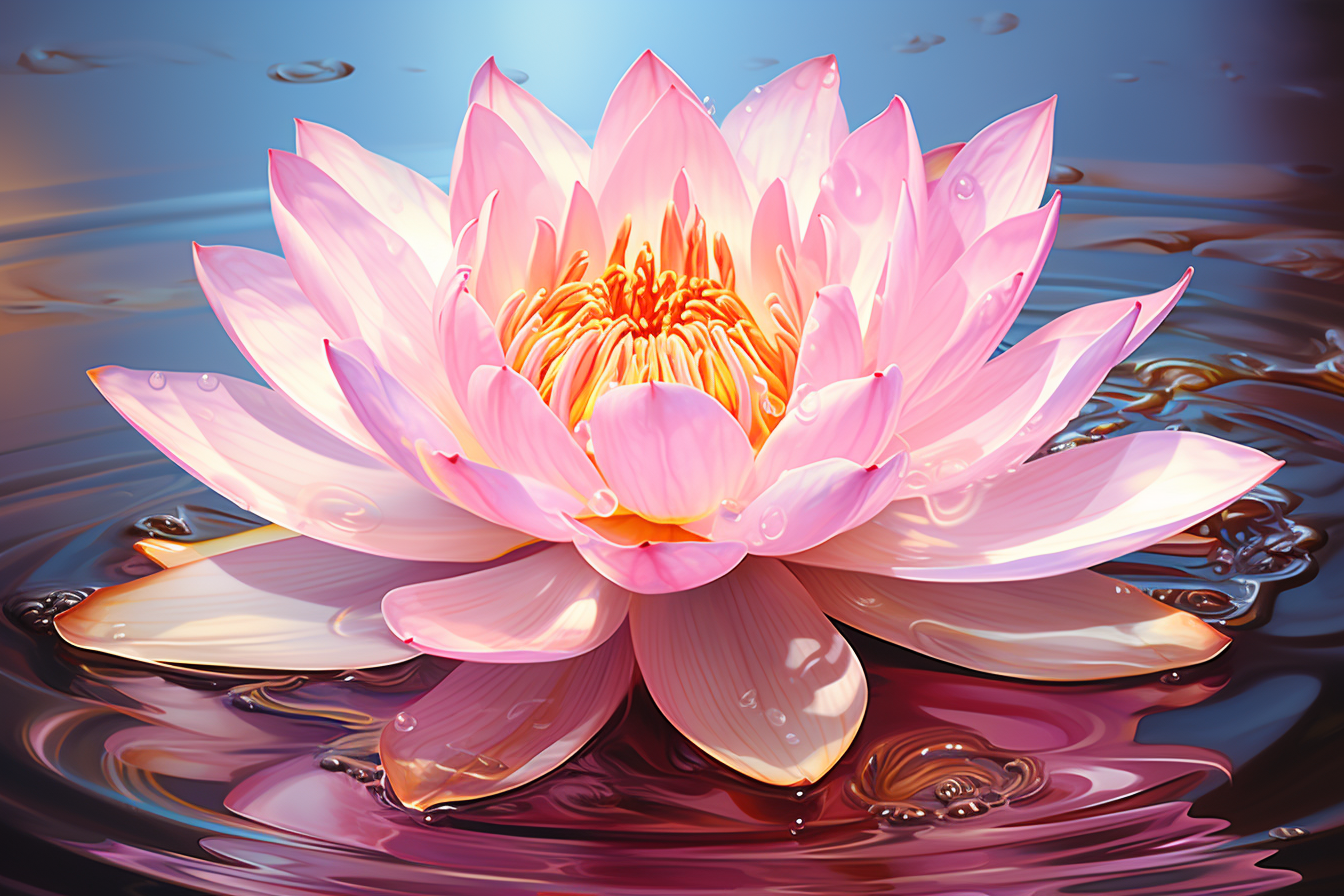 Beautiful lotus in a Monet-style pond