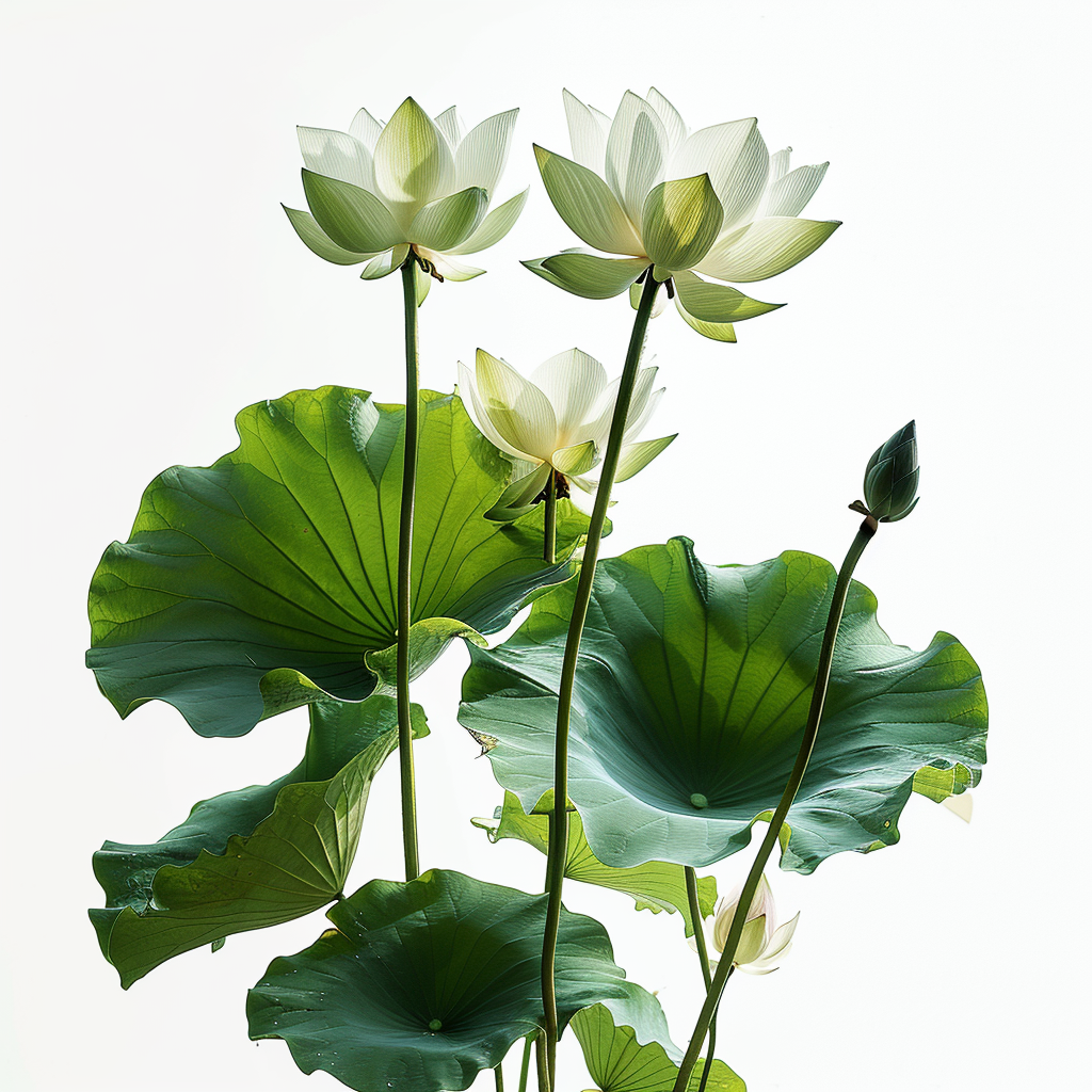 Stunning Lotus Plant on White Background