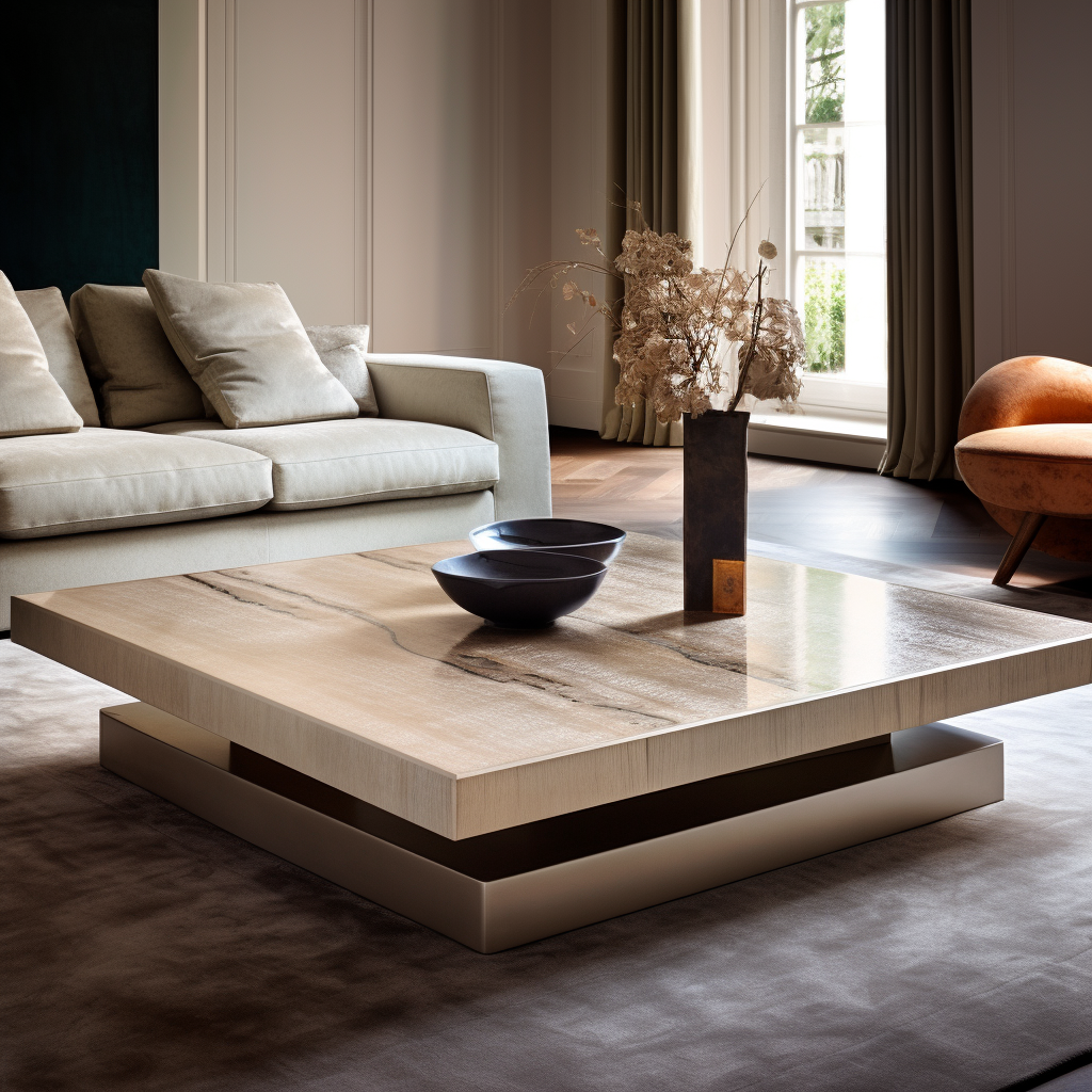 Lounge Table with Fine Finishes and Light Colors