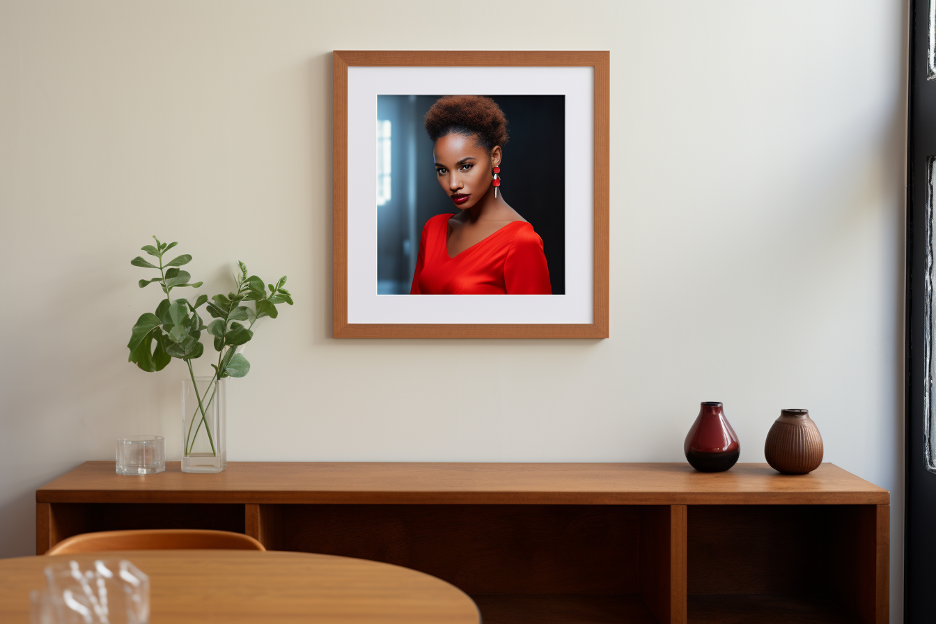 Picture of a Smiling Lady in Red Dress