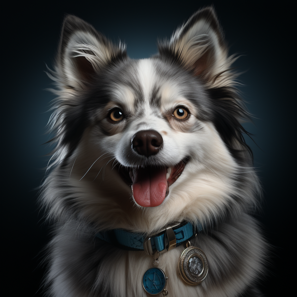 Adorable Pomsky with Blue Harness