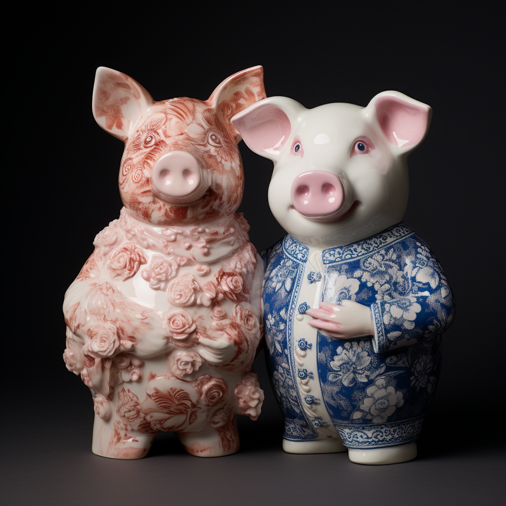 Cute male and female piggy banks