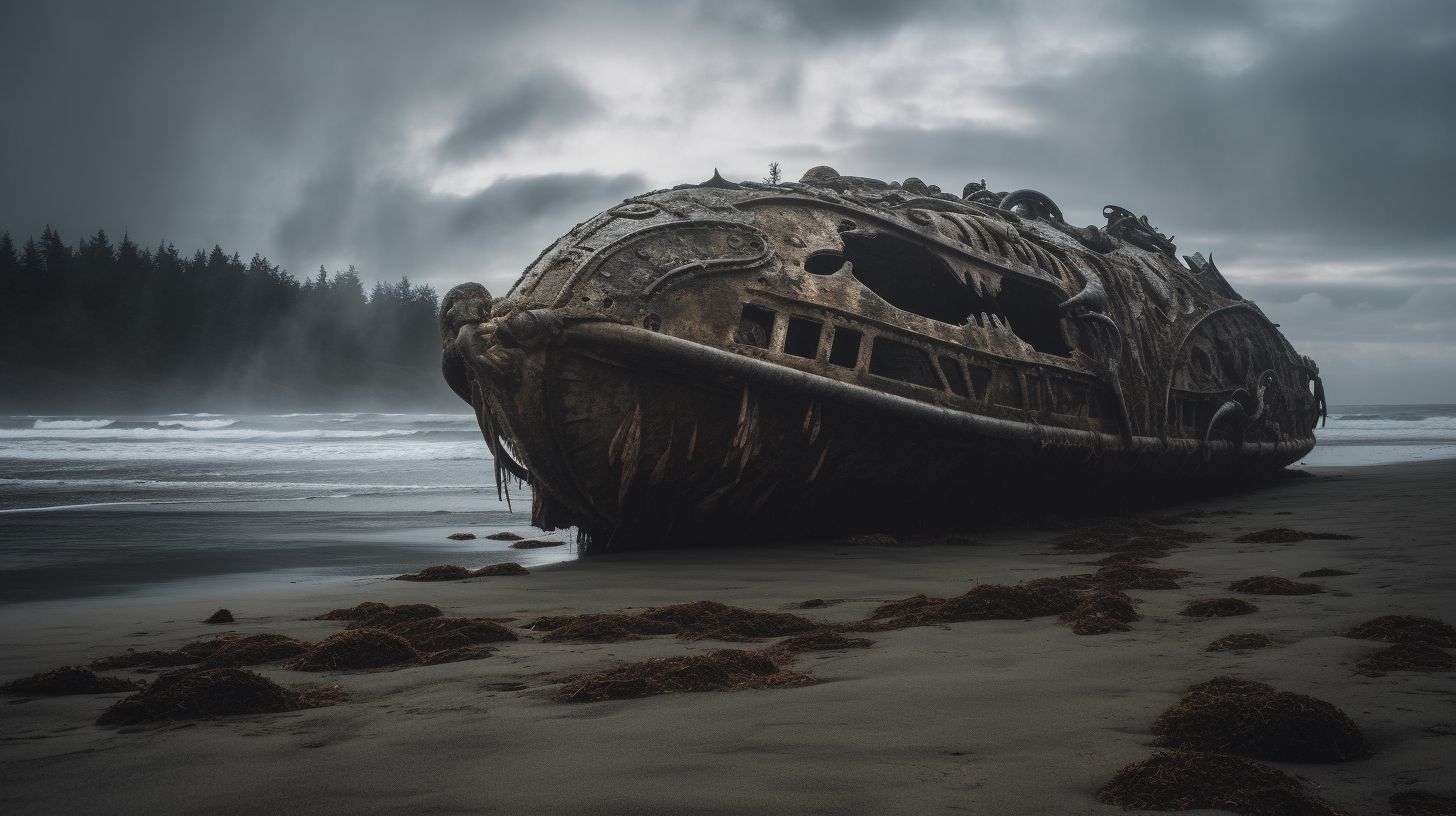 Mysterious Lovecraftian Alien Ship on Pacific NW Beach