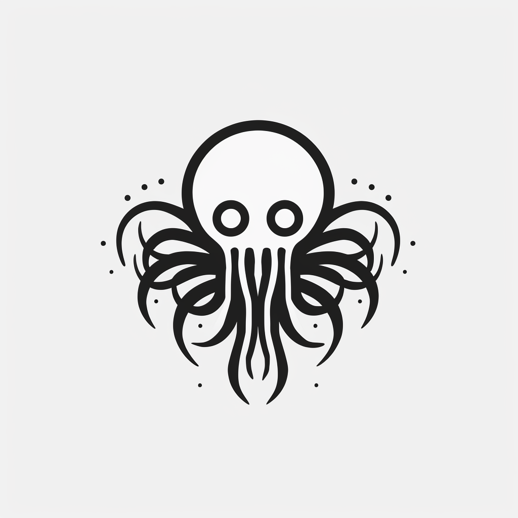 Creepy Cute Lovecraftian White Logo Illustration