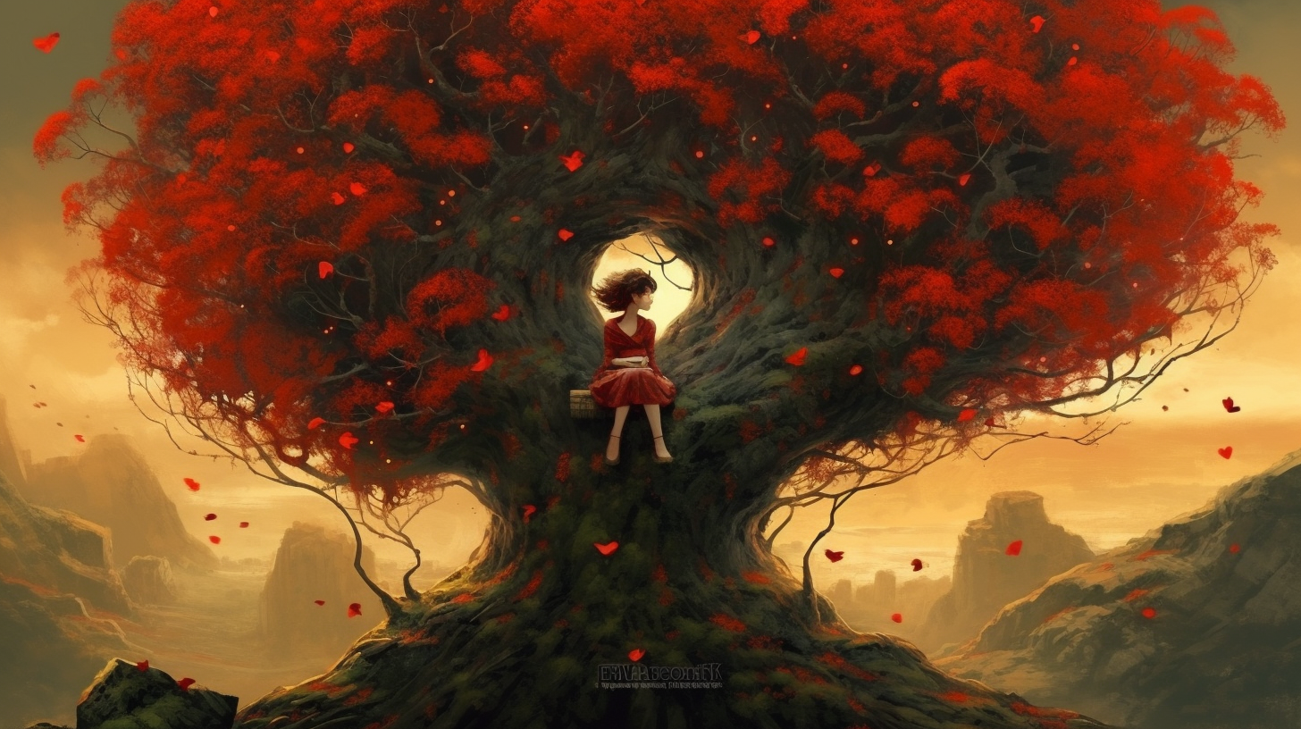 Girl under lovesick tree