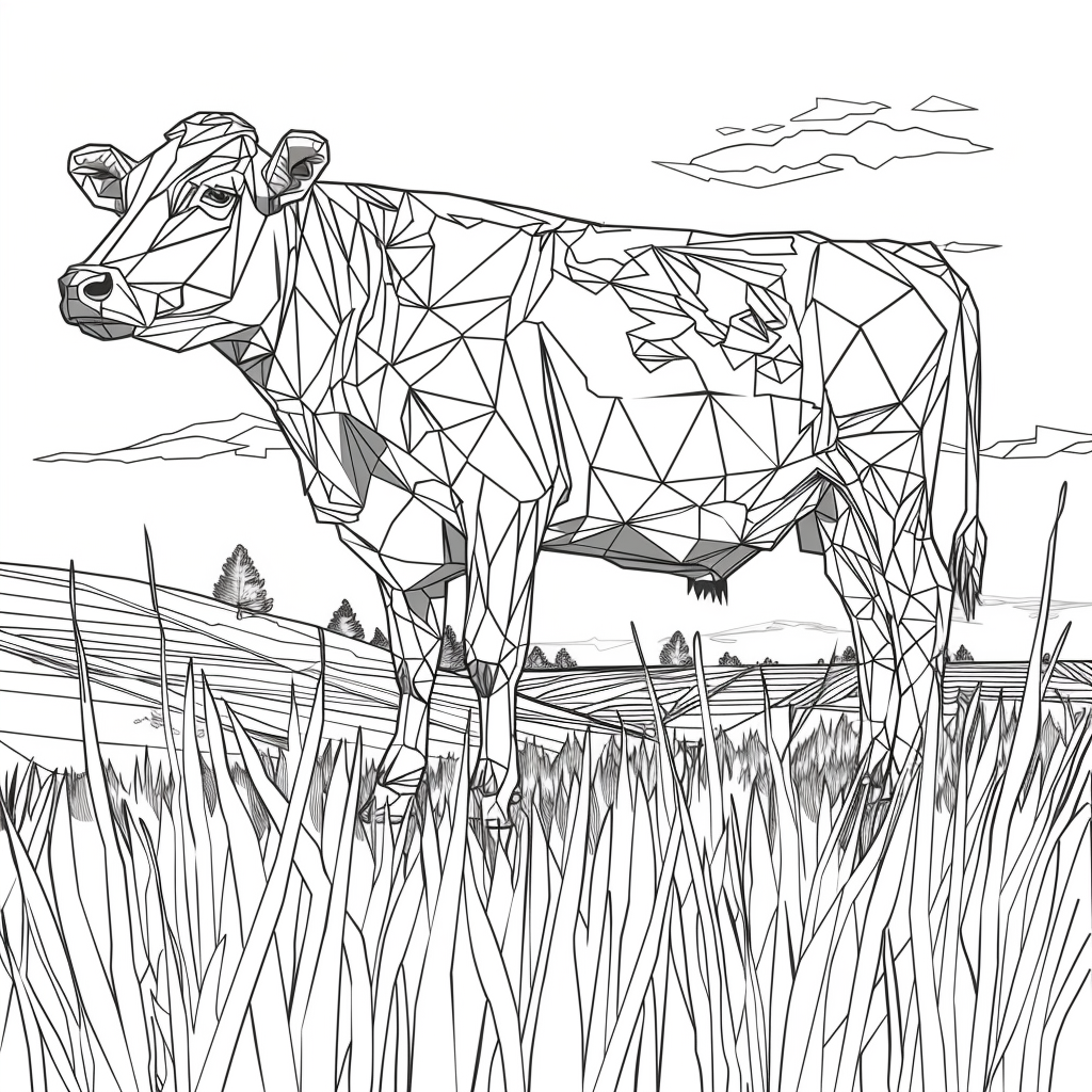 Cow pasture low poly coloring