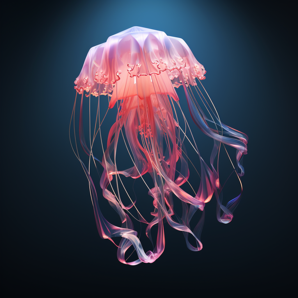 Colorful jellyfish with kite-like tentacles