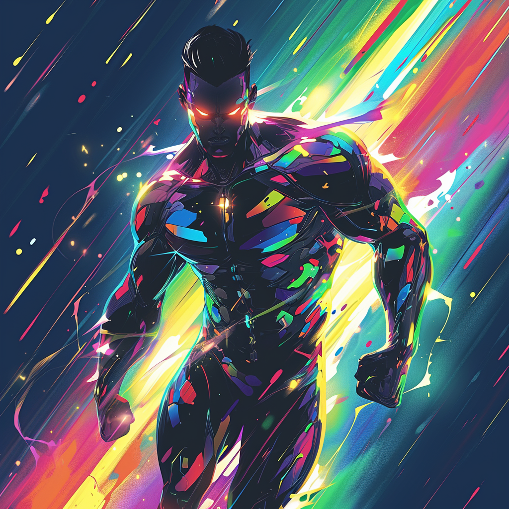 Male Superhero Rainbowpunk Illustration