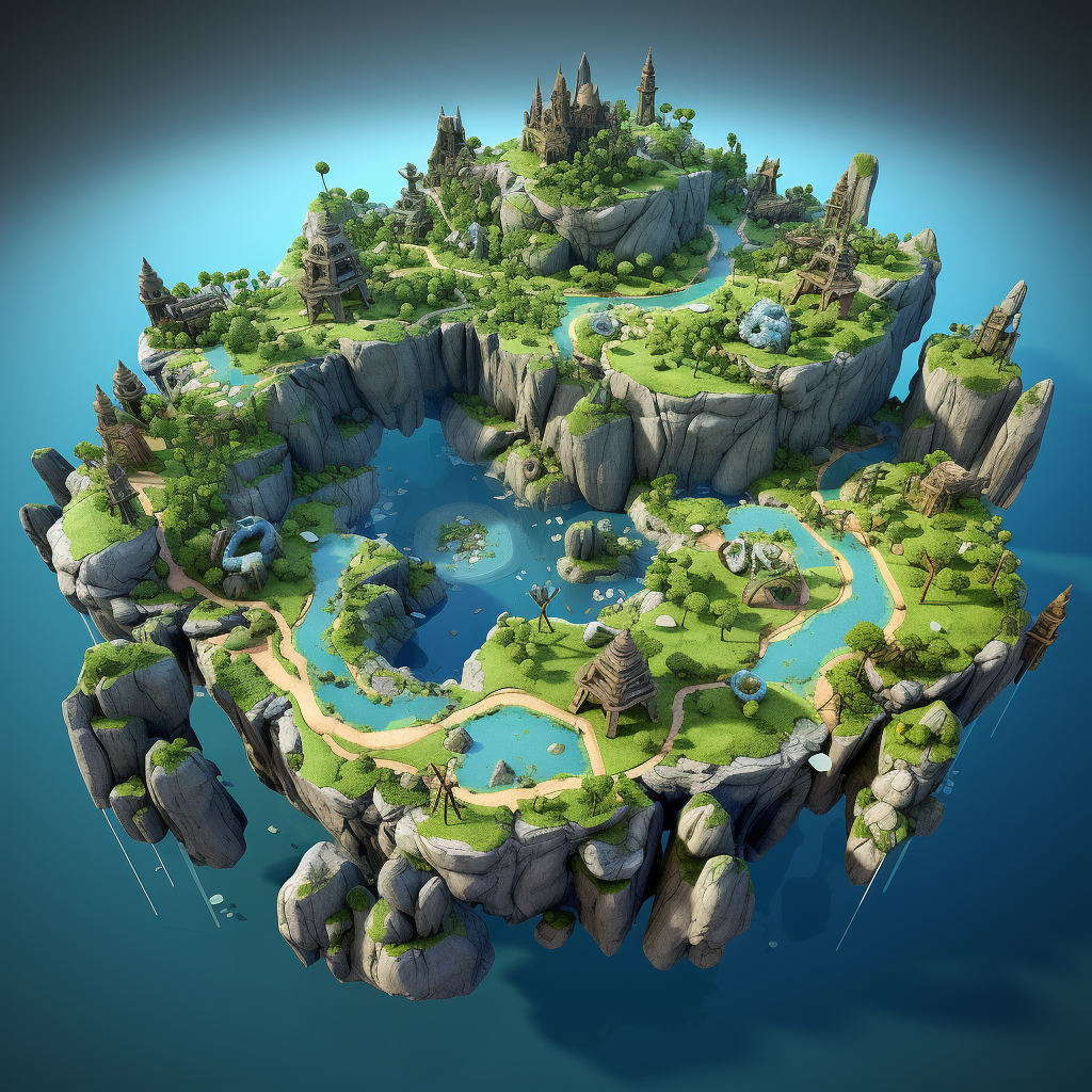 Stunning 3 Islands Kingdom Gateway 3D Map