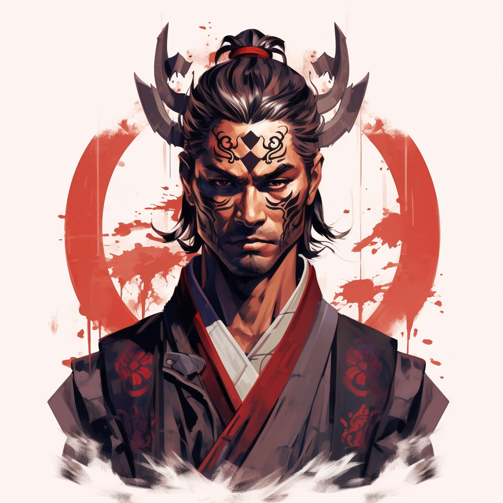 Samurai with Simple Design Mask