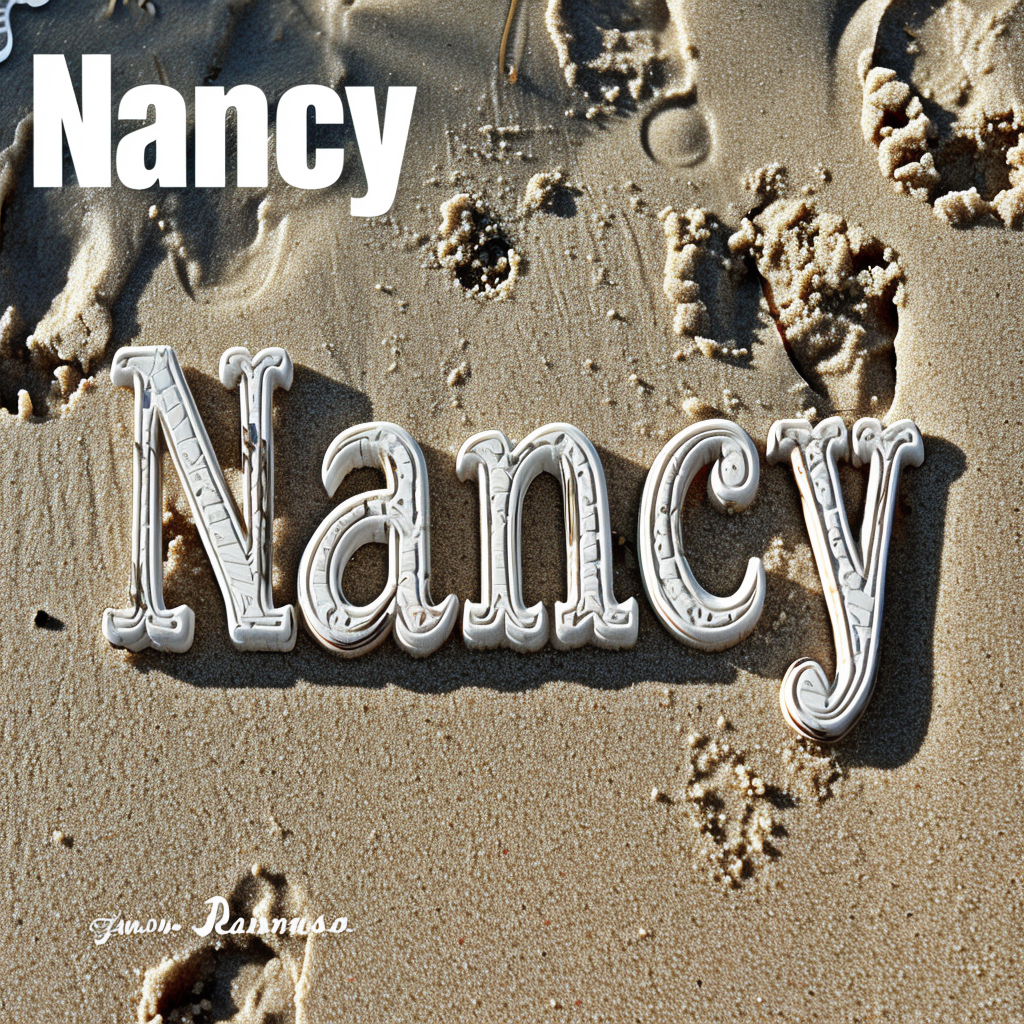 Nancy logo art in sand