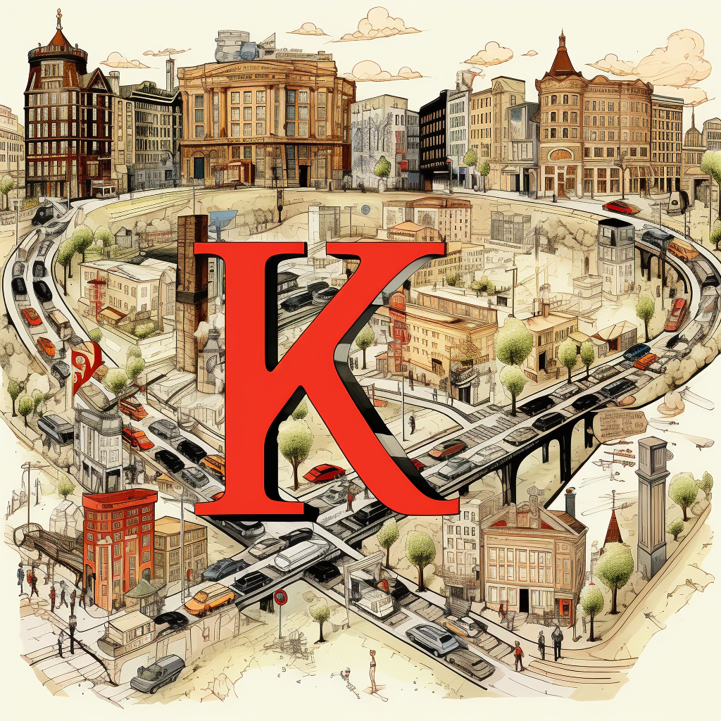 City Map Forming the Letter K