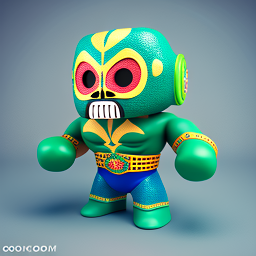 Colorful luchador Mexicano with green mask