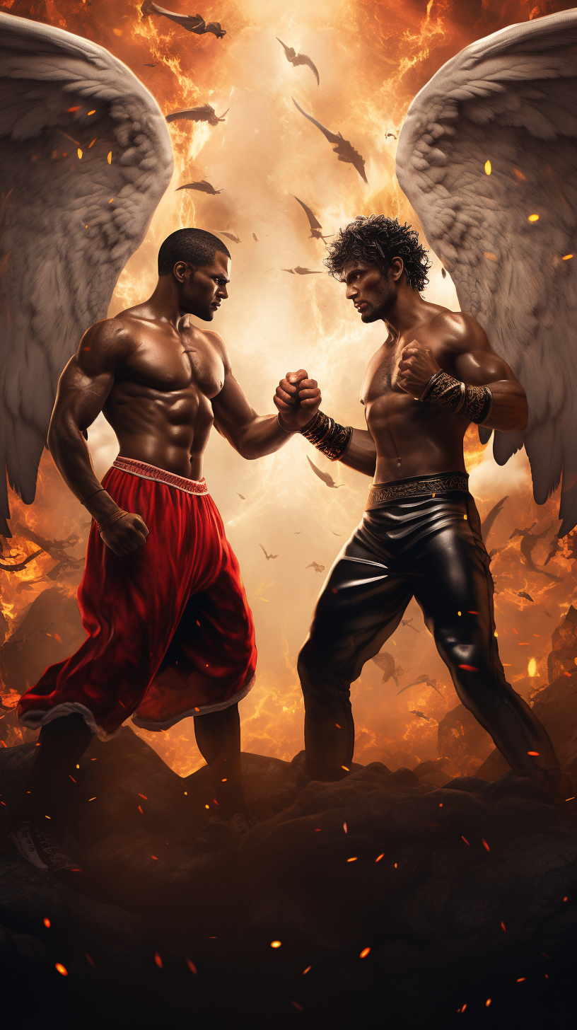 Animated boxing fight card: Lucifer vs. Adam