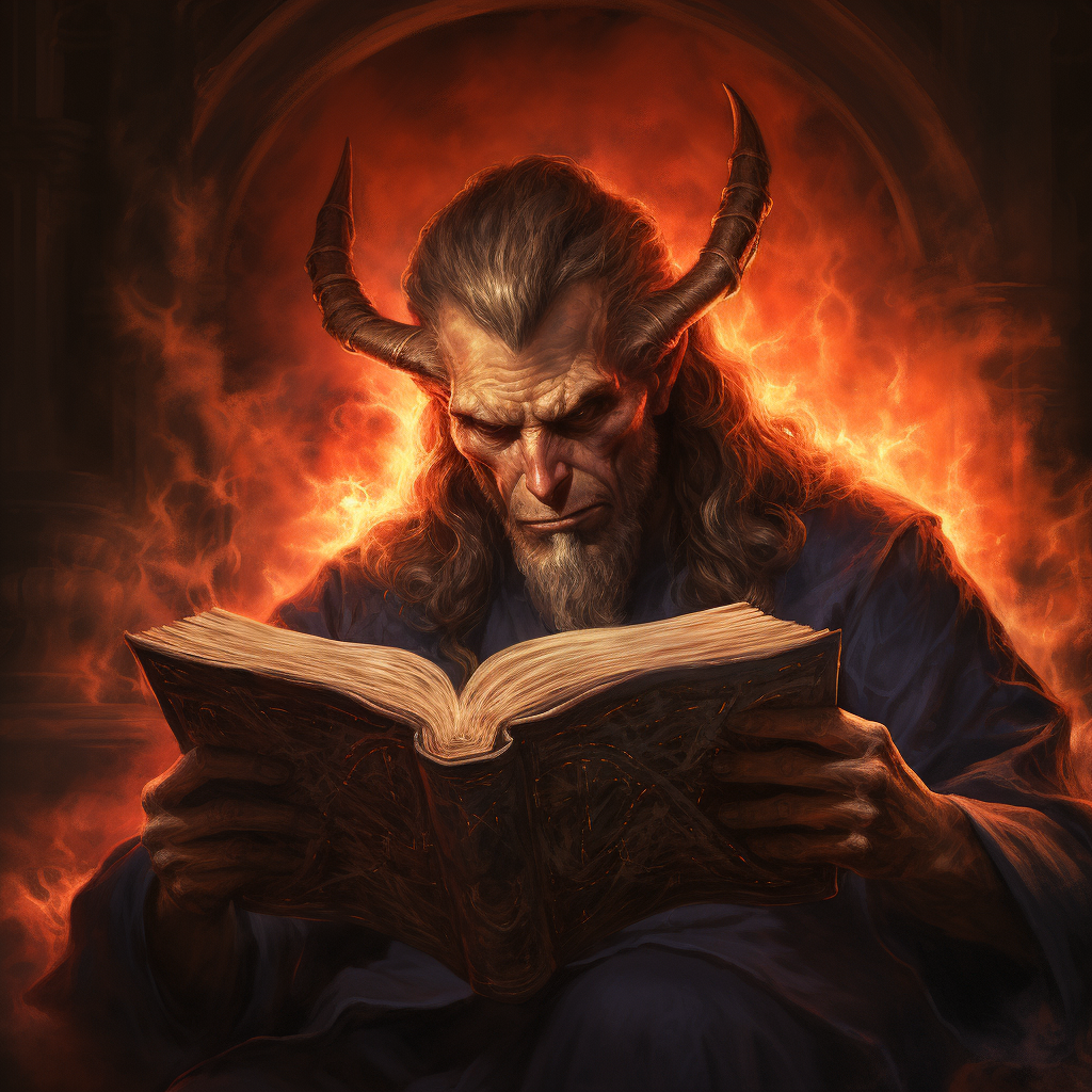 Lucifer reading the Bible