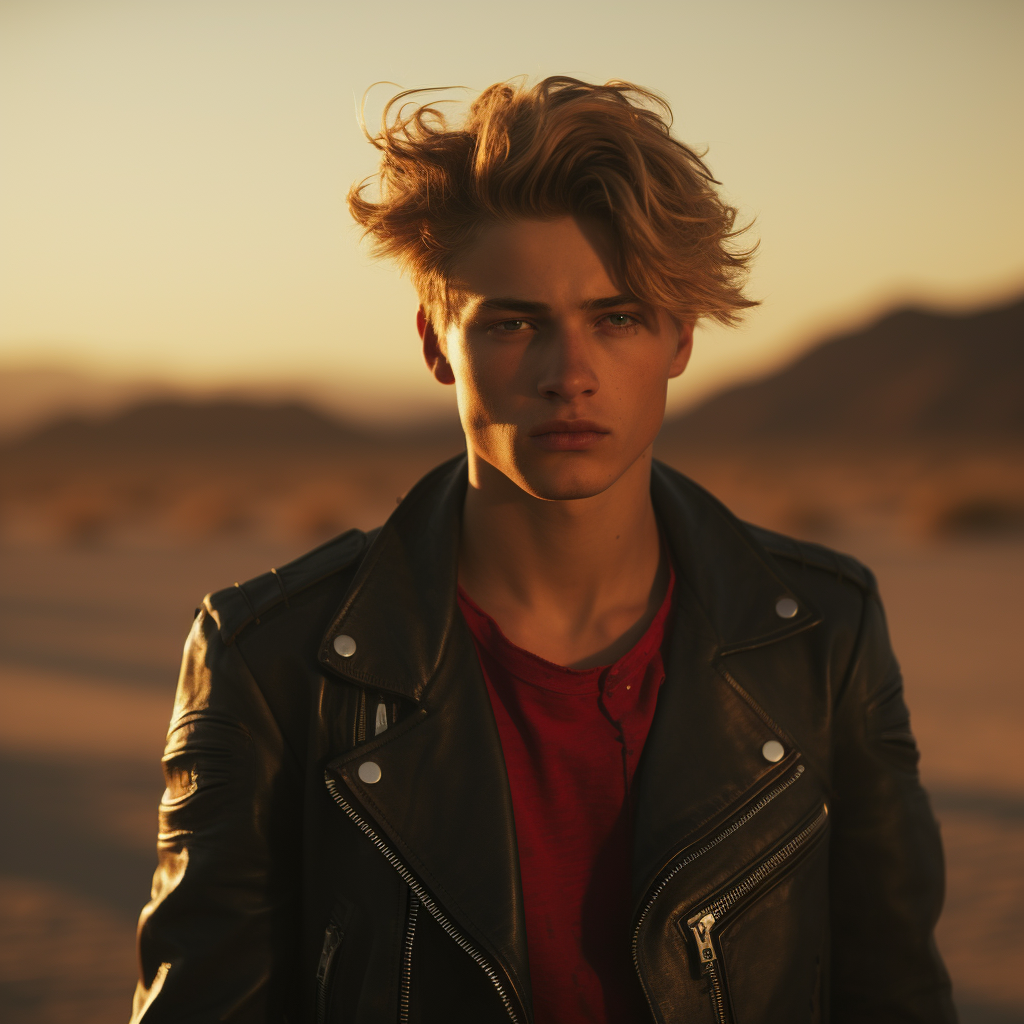 Lucky Blue Smith with M16 in Desert