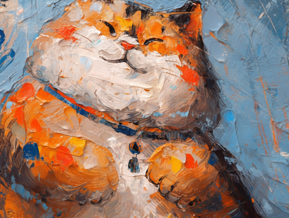 Chinese Lucky Cat with Vibrant Brushstrokes