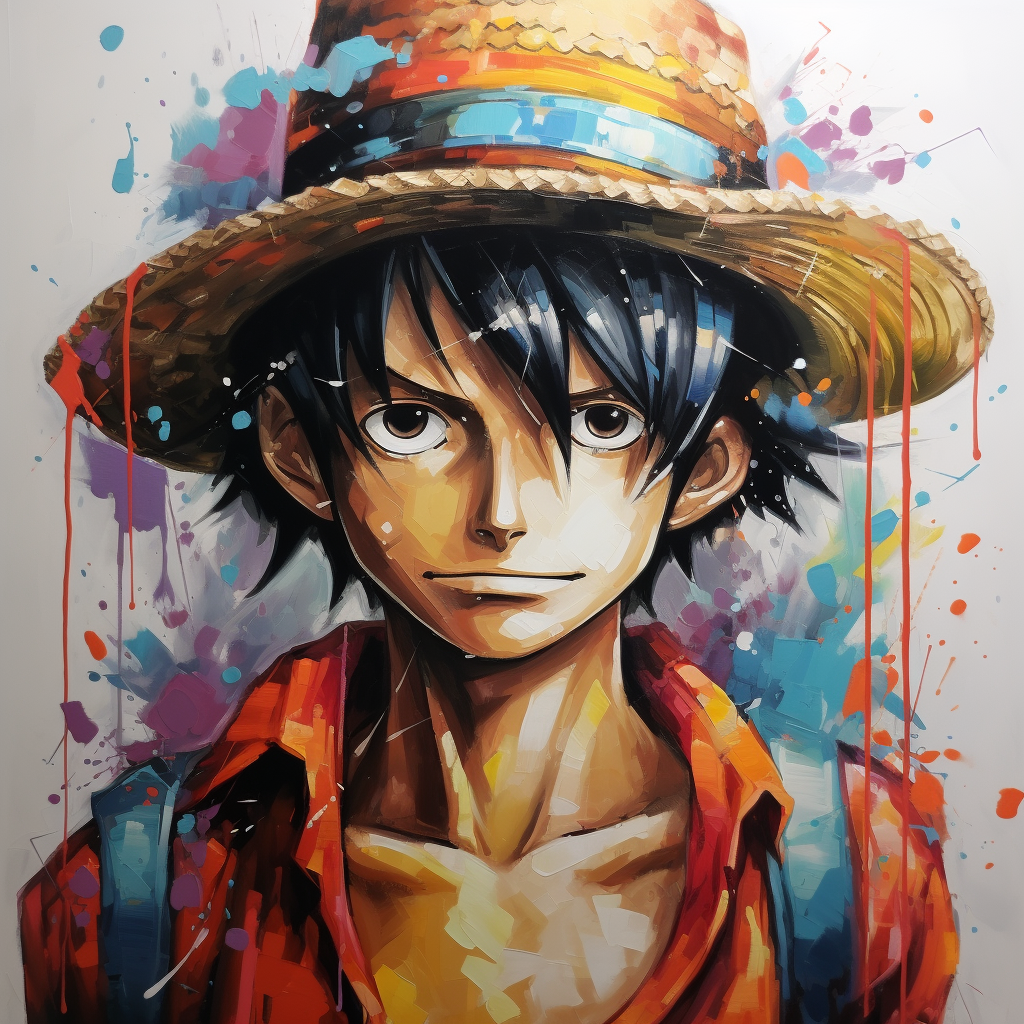 Expressionistic artwork of Luffy from One Piece