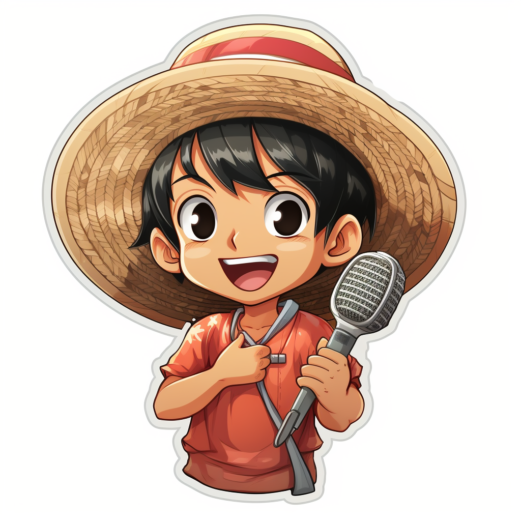 Luffy One Piece laughing with microphone