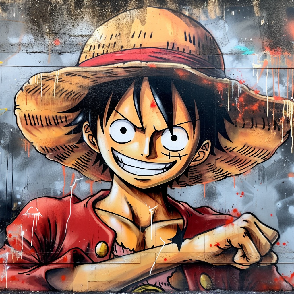 Luffy street art mural graffiti