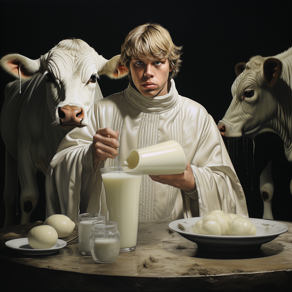 Luke Skywalker enjoying fresh cow milk