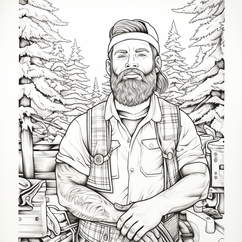 Bold Outlined Lumberjack Coloring Page