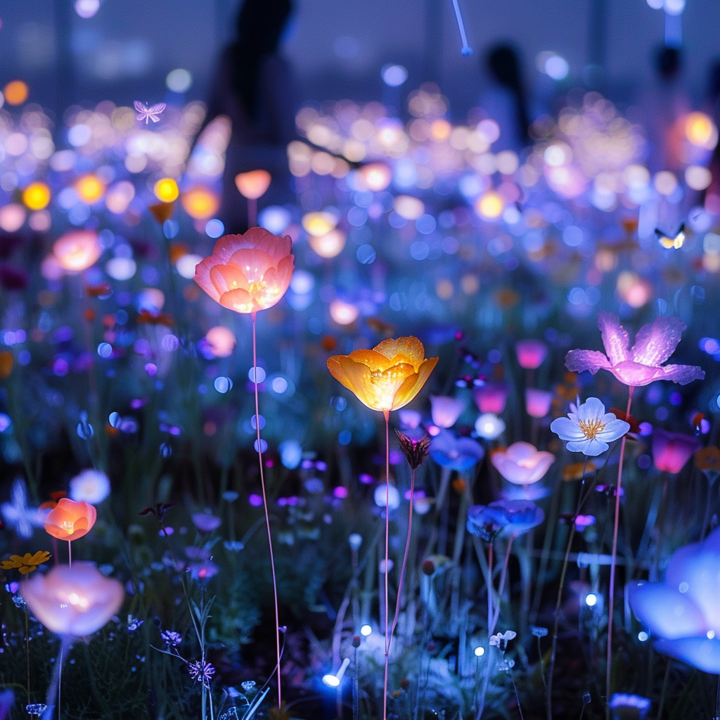 glowing flowers and butterflies fantasy