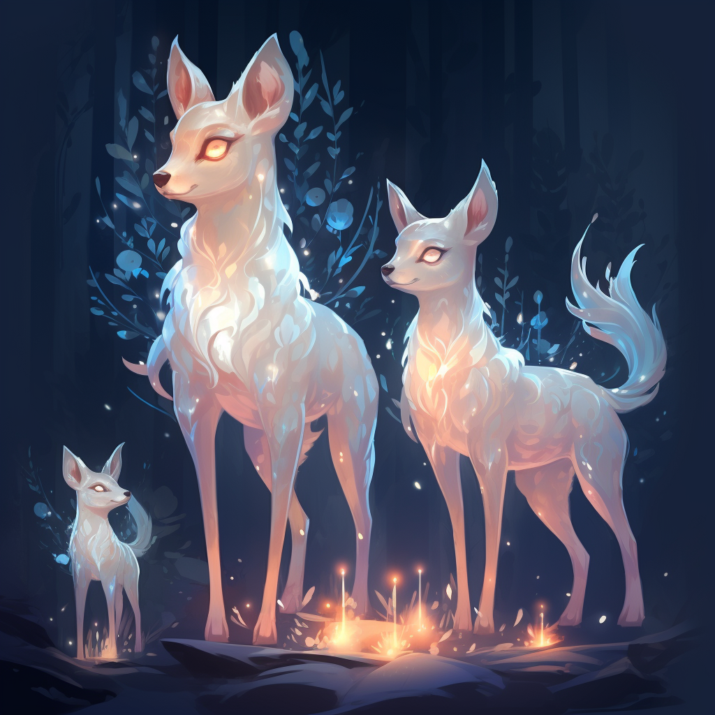 Medium-sized Lumiphores with Radiant Eyes and Graceful Antlers