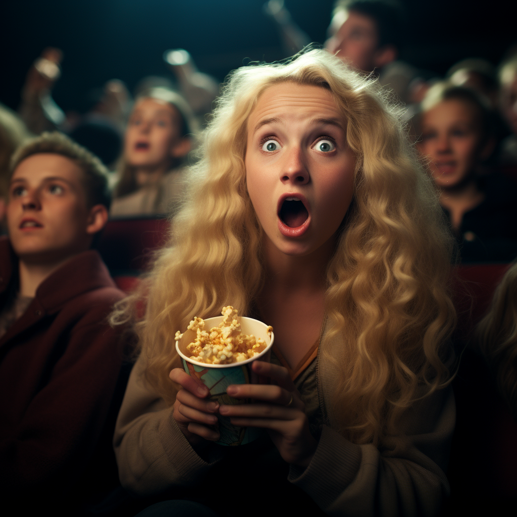 Luna Lovegood enjoying popcorn in theater