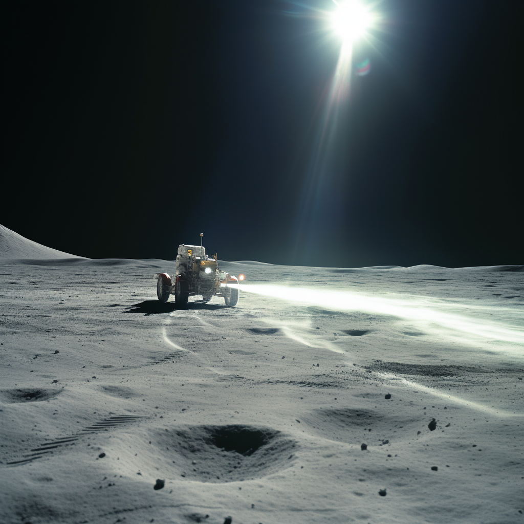 Lunar rover firing laser on the surface