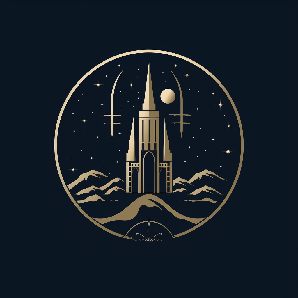 Stylized lunar art deco temple