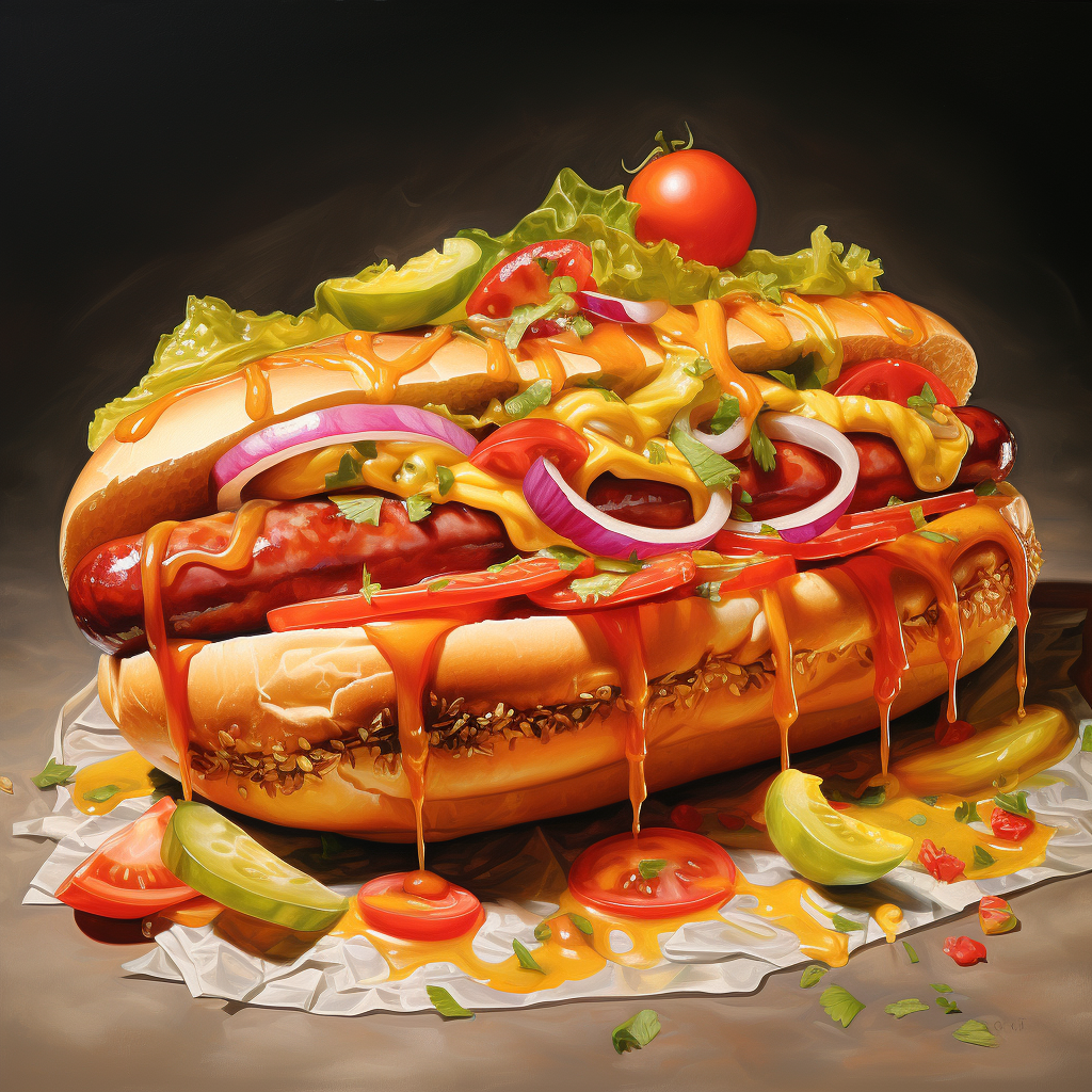 Tempting hotdog with all the fixings