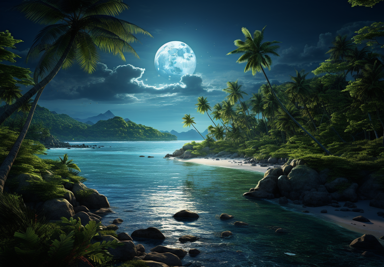 Beautiful tropical landscape with ocean view