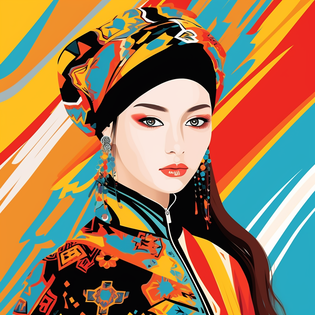 Stylish Uyghur clothing in pop art design