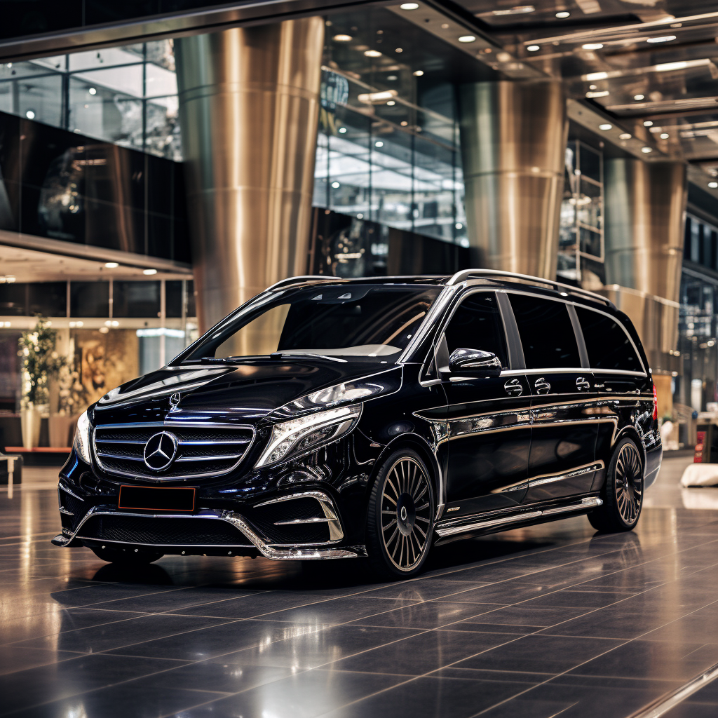 Luxurious black Maybach minivan at Istanbul airport