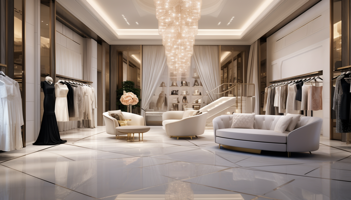 Luxurious clothing store interior showroom