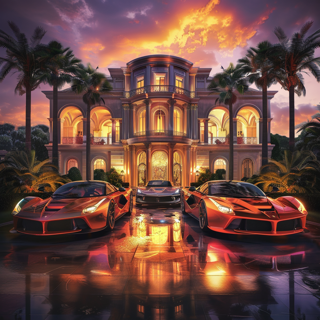 Luxurious cars and mansions lifestyle