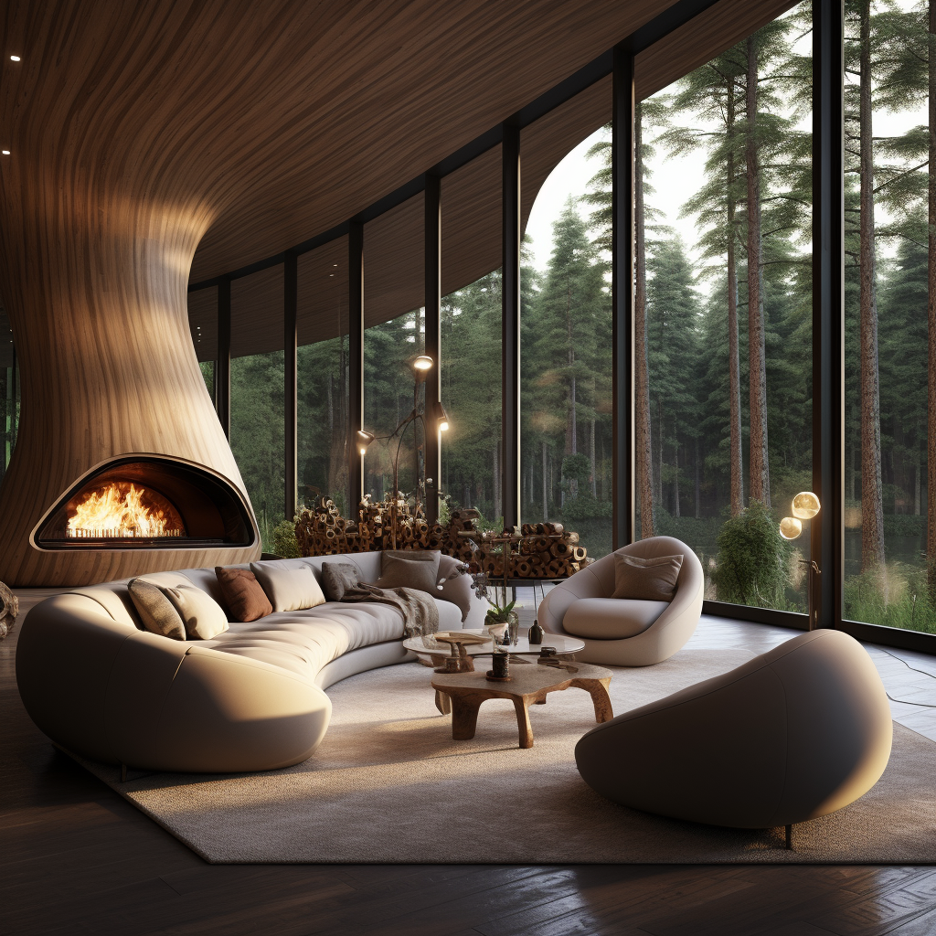 Modern Luxury Pine Forest Living Room