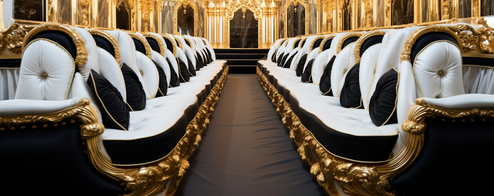 Luxurious Opera Seats in Black and White with Gold Accents