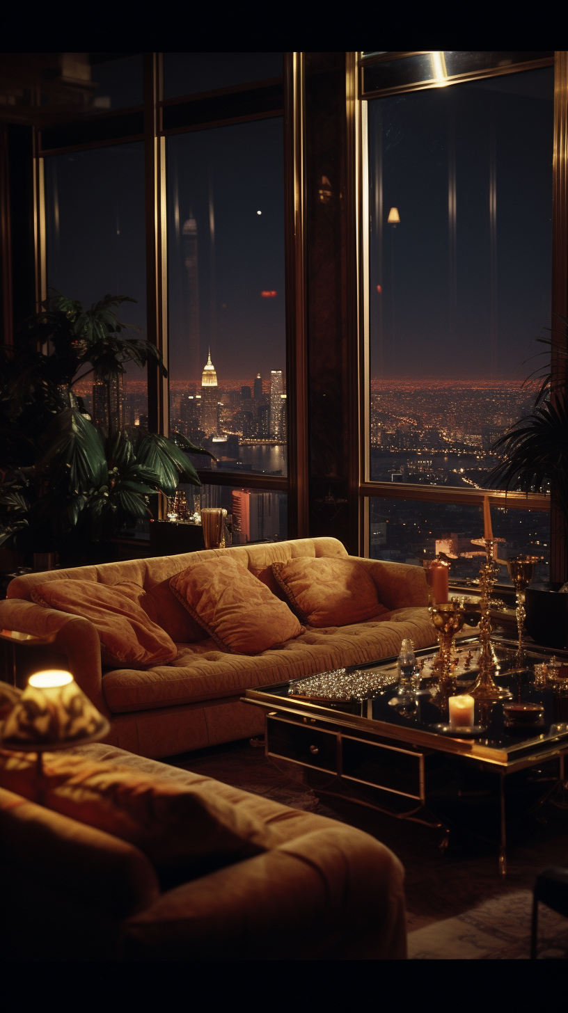 Luxurious Penthouse Living Room with City View