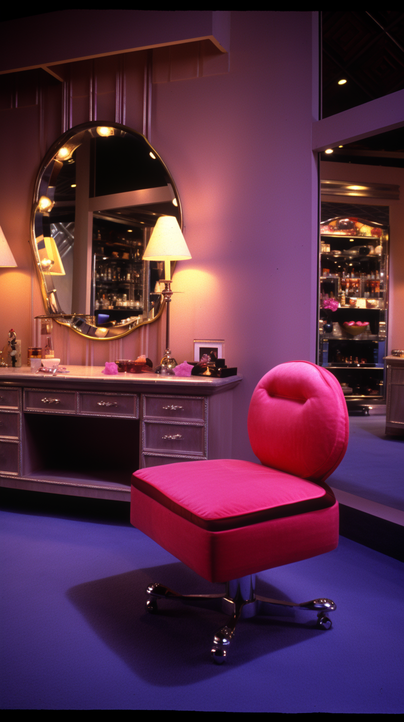 Luxury 1980s makeup room area