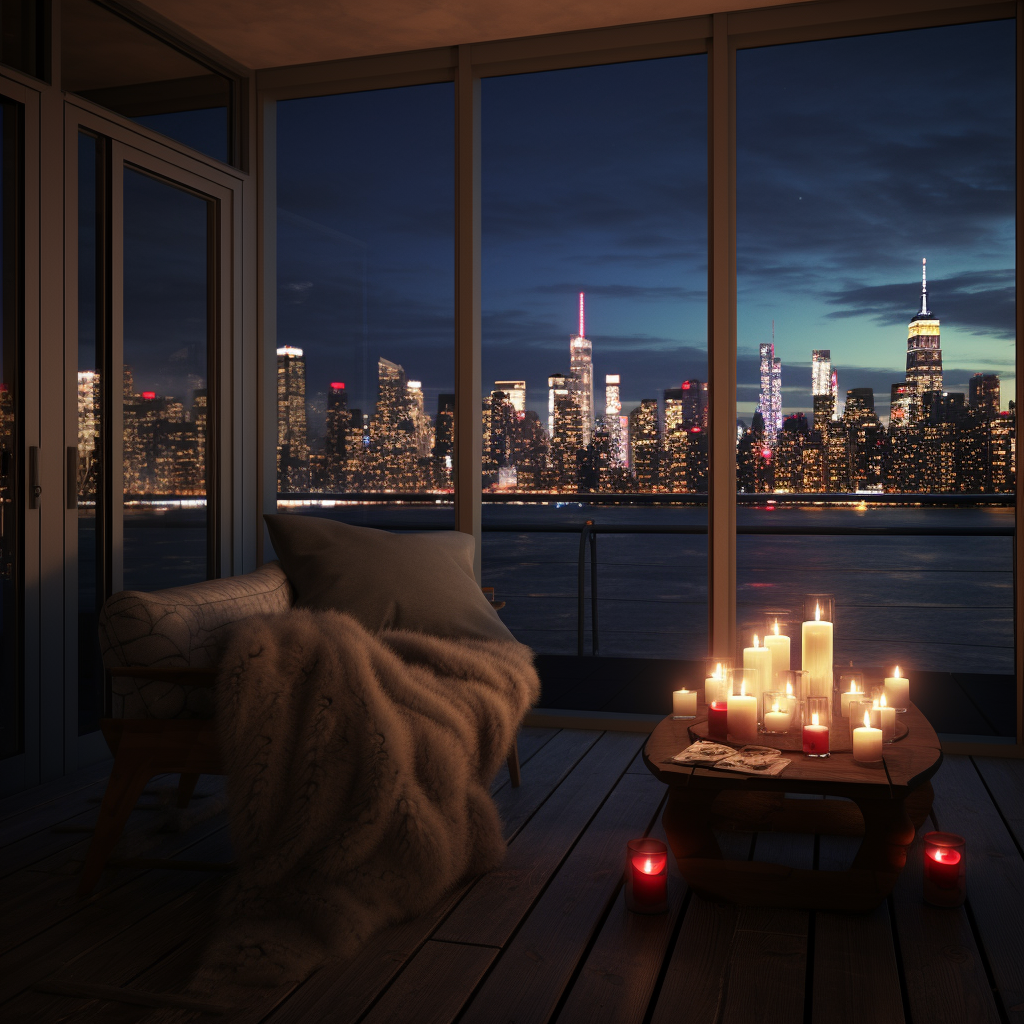 Romantic luxury apartment view at night