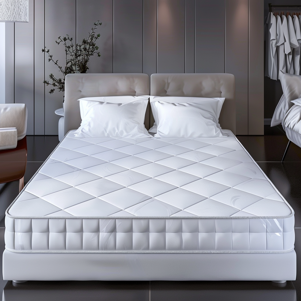 White Mattress with Pillows Bedroom