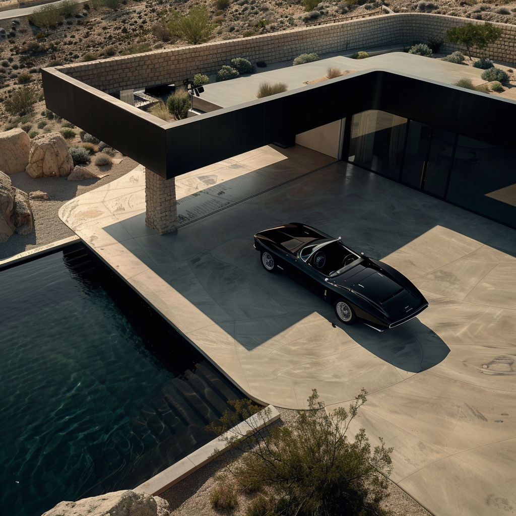 Black luxury car in garage